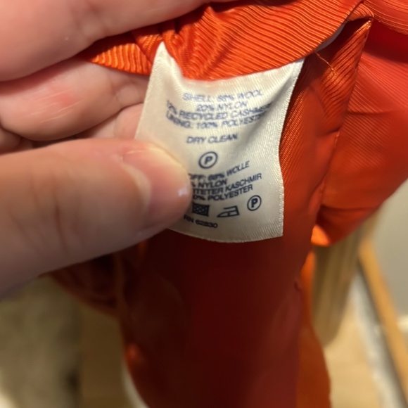 Lands End 65% Wool Orange Pea Coat - Picture 3 of 5